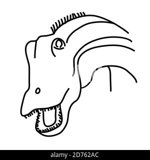 Icône Diplodocus. Style d'icône Doodle dessiné à la main ou Black Outline Illustration de Vecteur