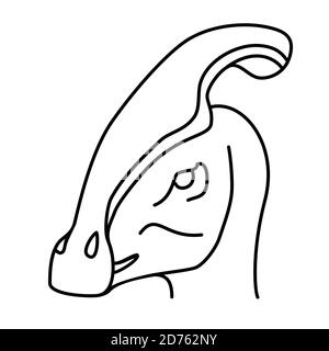 Icône Parasaurolophus. Style d'icône Doodle dessiné à la main ou Black Outline Illustration de Vecteur