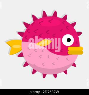 joli dessin vectoriel animal globefish de style plat Illustration de Vecteur