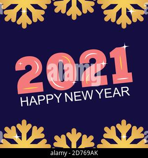 2021 bonne année, chiffres rouges or flocons de neige décoration vectorielle illustration Illustration de Vecteur