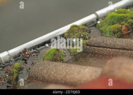 rampe d'égouttement polluée avec de la mousse et de l'eau Banque D'Images