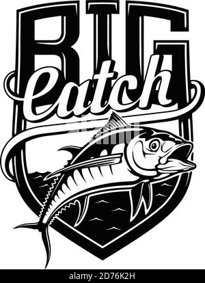 Thon. Emblème de pêche au thon. Grande prise. Thon rouge - modèle pour la conception de la pêche Illustration de Vecteur