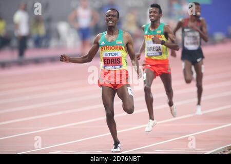 Muktar Edris (ETH), 30 SEPTEMBRE 2019 - Athlétisme : Championnat du monde de l'IAAF Doha 2019 la finale masculine de 5000m au stade international de Khalifa à Doha, Qatar. (Photo de YUTAKA/AFLO SPORT) Banque D'Images