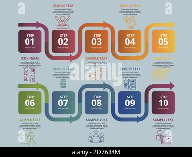 Modèle de gestion de la réputation d'infographie. Icônes de différentes couleurs. Inclure la gestion de la réputation, le conférencier, la gestion des connaissances, l'innovation Illustration de Vecteur