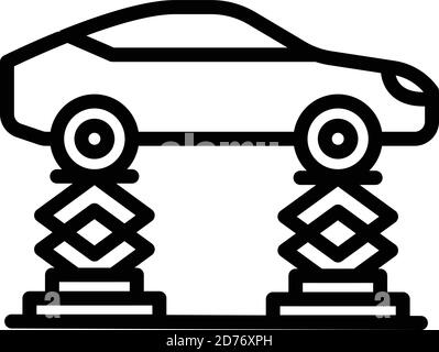 Icône voiture en ascenseur. Contour de voiture sur l'icône de vecteur de levage pour la conception de la bande isolée sur fond blanc Illustration de Vecteur