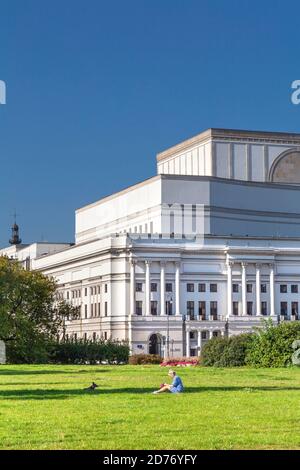 Extérieur du Théâtre national (Teatr Narodow) vu de la place Pilsudski, Varsovie, Pologne Banque D'Images