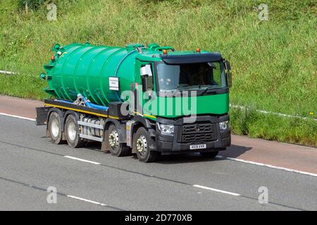 2019 vert Renault Trucks C (C); livraison de camions lourds, camion, transport, camion-citerne, transporteur de fret non dangereux, véhicule, industrie européenne du transport commercial HGV, M6 à Manchester, Royaume-Uni Banque D'Images