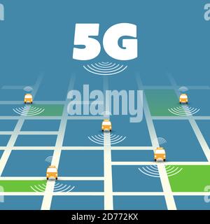 5G systèmes sans fil, Internet des objets, système de détection, réseaux de contrôle de véhicules urbains Illustration de Vecteur