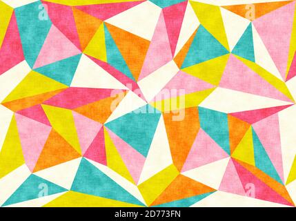 Motif polygonal géométrique vintage. Motif vectoriel rétro avec polygones colorés. Banque D'Images