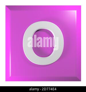 Bouton-poussoir carré rose avec lettre O - Illustration du rendu 3D Banque D'Images