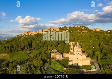 L'église Chiesa di San Biagio sous la ville de Montepulciano, Toscane, Italie Banque D'Images