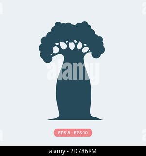 Dessin animé baobab arbre icône silhouette vecteur élément de conception. Motif graphique arbre plat vectoriel. Illustration vectorielle EPS.8 EPS.10 Illustration de Vecteur