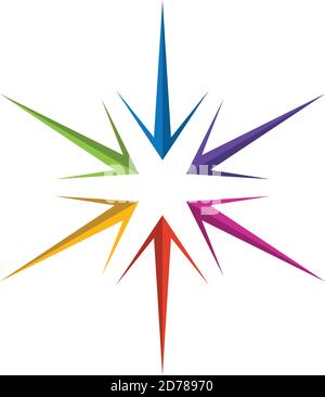 Boussole colorée vent rose vecteur icône isolée sur l'arrière-plan. Conception simple à vecteur de boussole. Illustration vectorielle EPS.8 EPS.10 Illustration de Vecteur