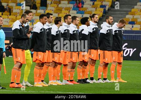 KIEV, UKRAINE - 20 OCTOBRE 2020: Les joueurs de Juventus posent pour une photo avant le match de football de groupe de l'UEFA Champions League entre Dynamo Kiev et Juventus à Kiev (photo par Aleksandr Gusev / Pacific Press) Banque D'Images