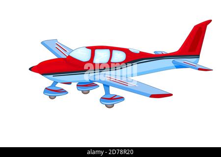 Petit avion isolé sur fond blanc. Avion personnel. Avion d'aviation civile.École d'avion léger.tours aériens vehicle.Commercial vols.Vector Illustration de Vecteur