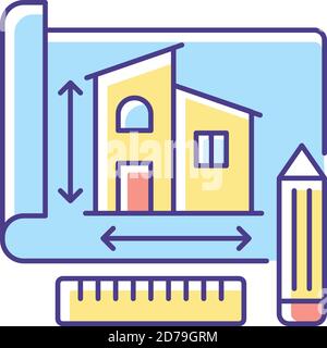 Icône de couleur RVB du plan de construction Illustration de Vecteur