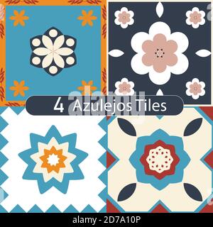 Un ensemble d'Azulejos méditerranéens Illustration de Vecteur