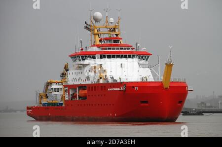 Sir RRS David Attenborough s'est amarré à Liverpool Banque D'Images