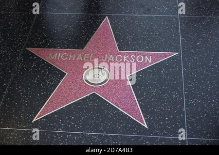 gros plan de Star sur le Hollywood Walk of Fame pour michael jackson. Banque D'Images