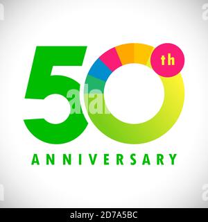 numéros du 50 e anniversaire. 50 ans de couleurs congrats. Joli concept de félicitations. Modèle de conception graphique abstrait isolé. Chiffres de couleur. Illustration de Vecteur