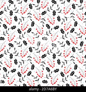Motif feuilles et baies de Noël sans coutures Illustration de Vecteur