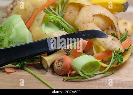 Les déchets biodégradables dans la cuisine, close-up Banque D'Images