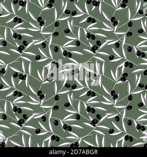 Motif vectoriel noir et vert olive sans couture Illustration de Vecteur