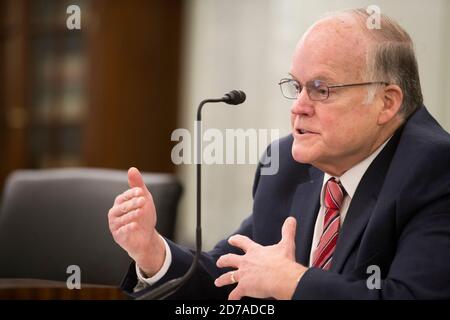 Washington, États-Unis d'Amérique. 21 octobre 2020. Le président et chef de la direction de l'Association nationale des grains et des aliments du bétail Randy Gordon comparaît devant le deuxième comité du Comité sénatorial sur le commerce, les sciences, Et Transports audition pour examiner le transport ferroviaire de passagers et de marchandises, en se concentrant sur l'état actuel du réseau ferroviaire et de la voie à suivre, dans l'édifice du bureau du Sénat Russell à Capitol Hill, à Washington, DC, le mercredi 21 octobre 2020. Credit: Rod Lamkey/CNP | usage dans le monde crédit: dpa/Alay Live News Banque D'Images