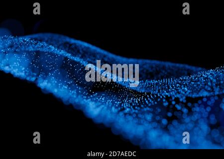 Vecteur de tracé. Arrière-plan de particules numériques abstraites et luminescentes 3D Banque D'Images