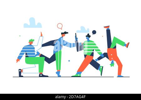 Concept les gens communiquent entre eux dans la rue Illustration de Vecteur