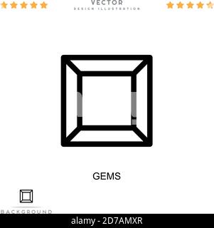Icône GEMS. Élément simple de la collecte des perturbations numériques. Icône Line Gems pour modèles, infographies et bien plus encore Illustration de Vecteur