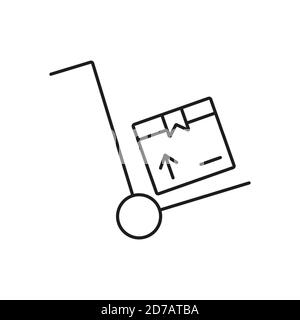 voiture à main avec icône de boîte élément de l'icône de logistique pour le concept mobile et les applications web. Une voiture fine avec icône de boîte peut être utilisée pour le Web et le mobile Illustration de Vecteur