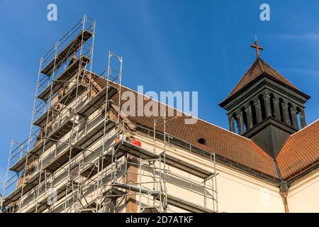 Monastère Porta Coeli, Predklasteri, République Tchèque, Europe. Reconstruction du monastère en 2020. Chantier de construction dans le monastère. Banque D'Images