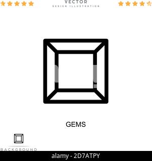 Icône GEMS. Élément simple de la collecte des perturbations numériques. Icône Line Gems pour modèles, infographies et bien plus encore Illustration de Vecteur