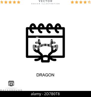 Icône Dragon. Élément simple de la collecte des perturbations numériques. Icône Line Dragon pour les modèles, les infographies et bien plus encore Illustration de Vecteur