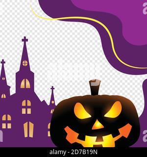 modèle vectoriel d'histoire instagram de citrouille jack. Joyeux Halloween Illustration de Vecteur