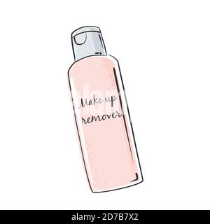 Démaquillant, illustration vectorielle de style dessiné à la main. Illustration de Vecteur