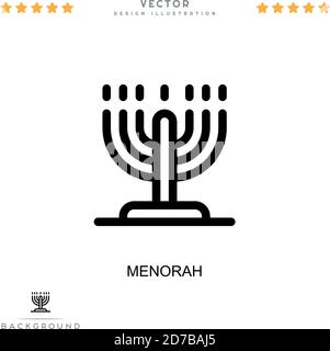 Icône Menorah. Élément simple de la collecte des perturbations numériques. Icône Line Menorah pour modèles, infographies et plus encore Illustration de Vecteur