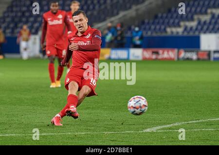 Salzburg, Autriche 21 octobre 2020: CL - 20/21 - RB Salzburg vs. Lokomotiv Moscow Zlatko Junuzovic (FC Salzburg), fait le but à 2: 1, goalschuetze/goalschütze/| usage dans le monde crédit: dpa Picture Alliance/Alay Live News Banque D'Images