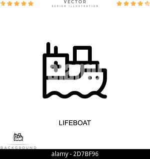 Icône du bateau de sauvetage. Élément simple de la collecte des perturbations numériques. Icône Line Lifeboat pour modèles, infographies et bien plus encore Illustration de Vecteur