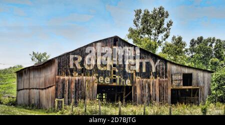 Voir la grange Rock City dans l'Iowa. Ces barres, comme Mail Pouch, étaient partout. Rock City est dans le Tennessee près de Chattanooga. C'est très collant. Banque D'Images
