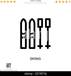 Icône ski. Élément simple de la collecte des perturbations numériques. Icône Line ski pour modèles, infographies et bien plus encore Illustration de Vecteur