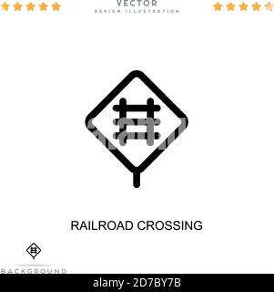 Icône de passage à niveau. Élément simple de la collecte des perturbations numériques. Icône Line Railroad Crossing pour les modèles, les infographies et plus encore Illustration de Vecteur