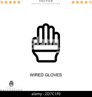 Icône de gants filaires. Élément simple de la collecte des perturbations numériques. Icône Line Wired gants pour modèles, infographies et bien plus encore Illustration de Vecteur