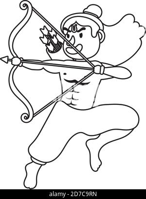 rama god avec arc style ligne de caractère dessin vectoriel d'illustration Illustration de Vecteur