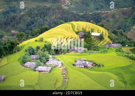 Village de Phung, district de Hoang su Phi, province de Ha Giang, Vietnam - 11 septembre 2020 : admirez le magnifique paysage du village de Phung, Hoang su Phi dist Banque D'Images