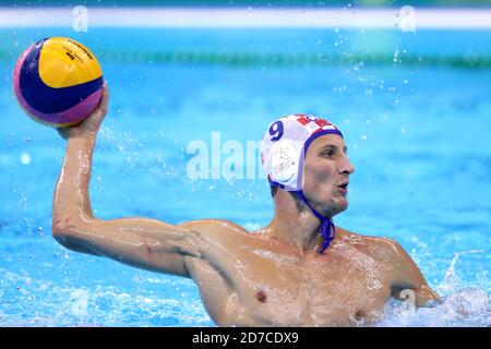 Sandro Sukno (CRO), 20 AOÛT 2016- Water Polo : finale masculine entre la Croatie et la Serbie au stade olympique de l'Aquatics lors des Jeux Olympiques de Rio 2016 à Rio de Janeiro, Brésil. Credit: Yohei Osada/AFLO SPORT/Alay Live News Banque D'Images