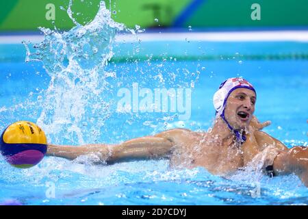 Sandro Sukno (CRO), 20 AOÛT 2016- Water Polo : finale masculine entre la Croatie et la Serbie au stade olympique de l'Aquatics lors des Jeux Olympiques de Rio 2016 à Rio de Janeiro, Brésil. Credit: Yohei Osada/AFLO SPORT/Alay Live News Banque D'Images