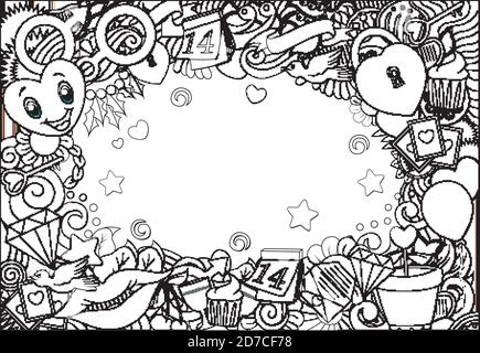 Illustration vectorielle des dessins à la main cadre de jour Happy Valentin arrière-plan Illustration de Vecteur