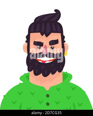 Illustration d'un jeune homme. Vecteur. Personnage de dessin animé de type adulte pour la publicité et le design. Vêtements taille basse à effet brillant dans un chandail vert. Profil avata Illustration de Vecteur